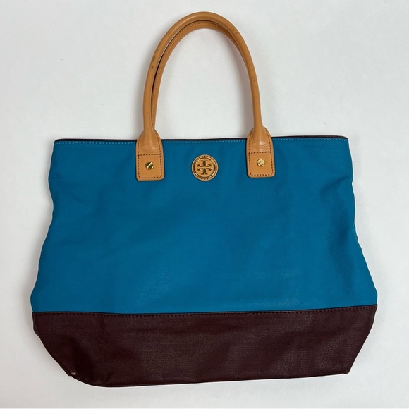 TORY BURCH Jaden Bag Coconut Canvas Leather Tote - Picture 2 of 16